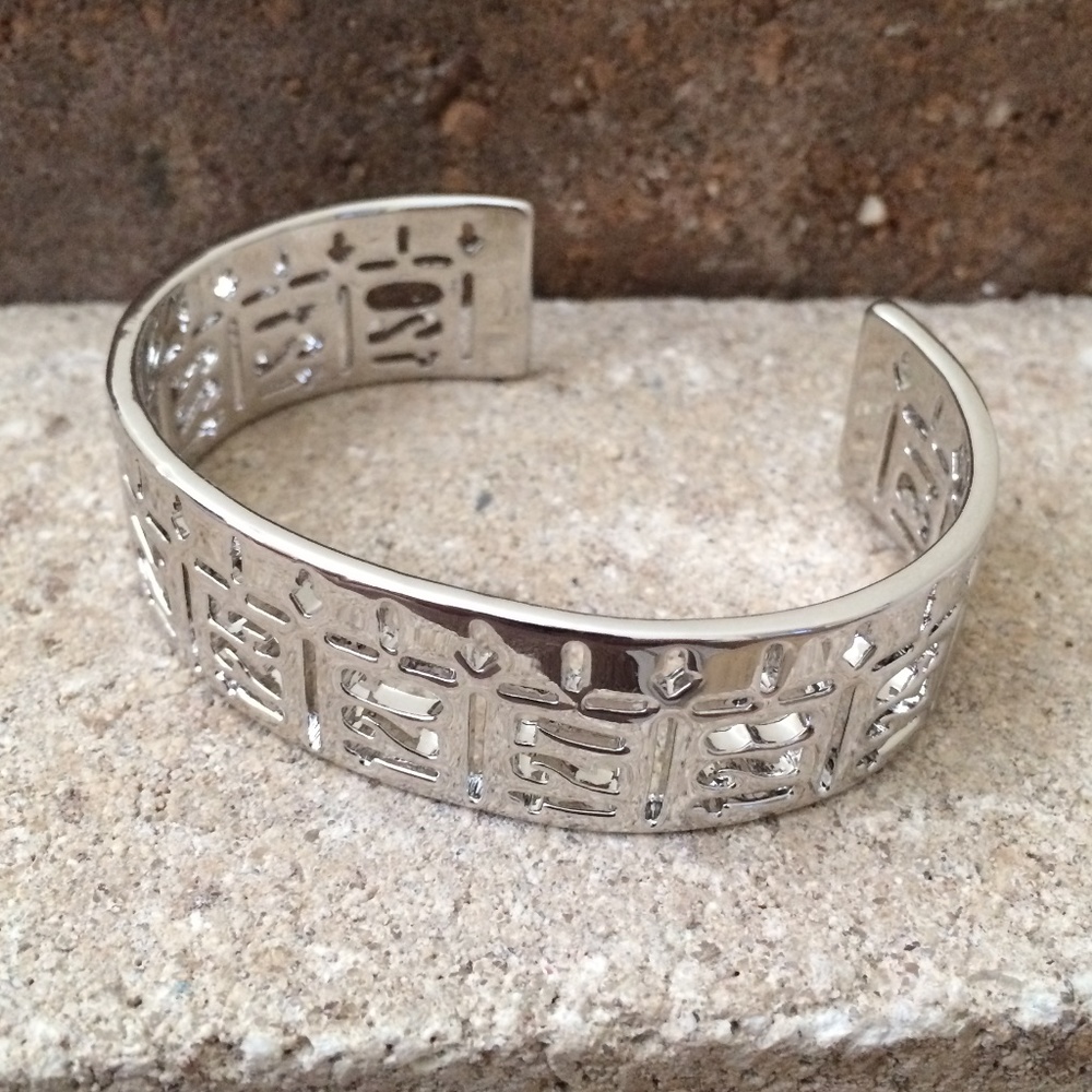 OPEN CUFF BRACELET / PLATINUM PLATED - Picture 7 of 8